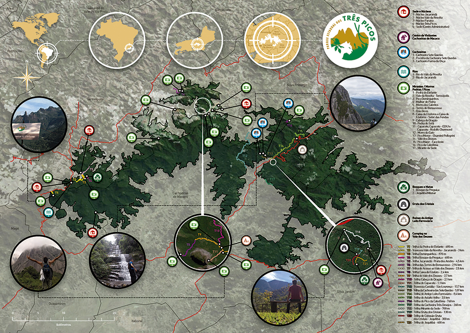 Mapa do Parque Estadual dos Três Picos - Verso