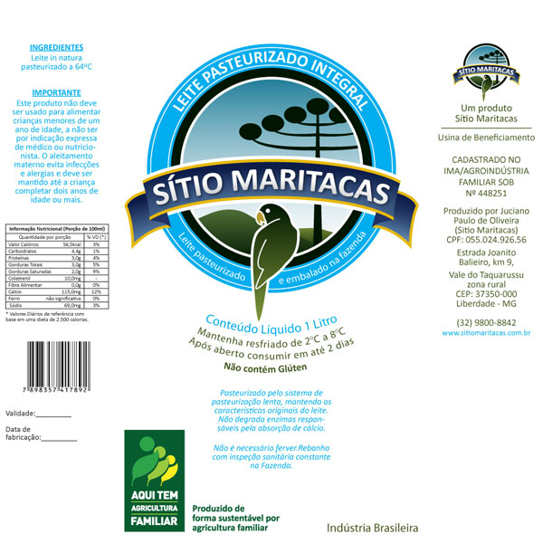 Rótulos para os produtos da marca Sítio Maritacas
