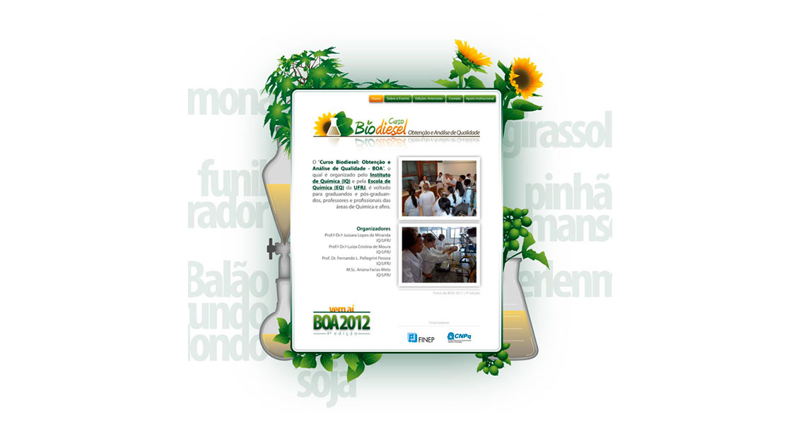 Proposta de interface para o site do Curso de Biodiesel
